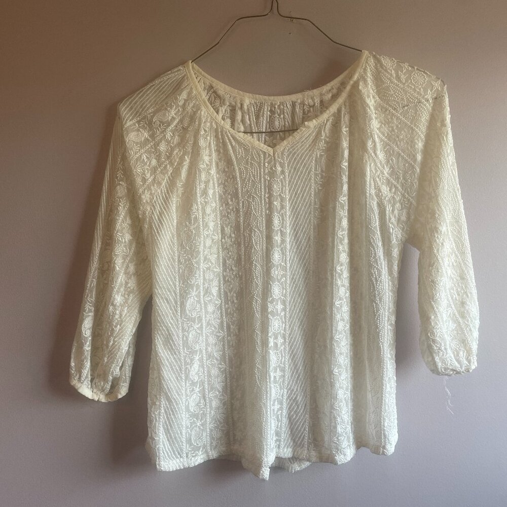 Custom-Tailored See-Through Off-White Summer Top